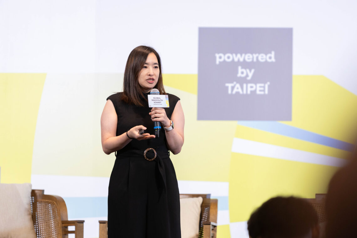 Sophia speaking at Global InnoYouth Summit 2025, Regent Taipei